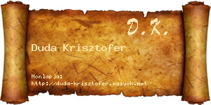 Duda Krisztofer névjegykártya